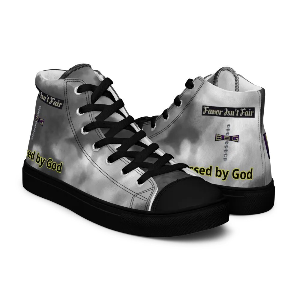 Diamond Cross Black Watercolor High Tops - Black Soles product image (7)