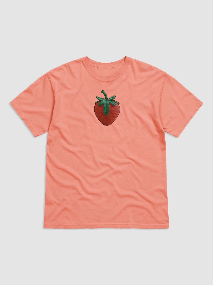 Beautiful Watermelon Garment-Dyed Heavyweight T-Shirt with a crochet Strawberry in the front product image (5)