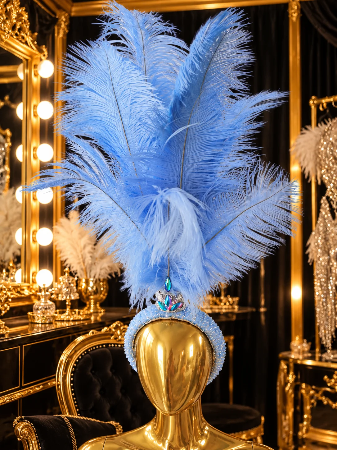 Ostrich Feather Showgirl Headband. 2 heights available. product image (5)