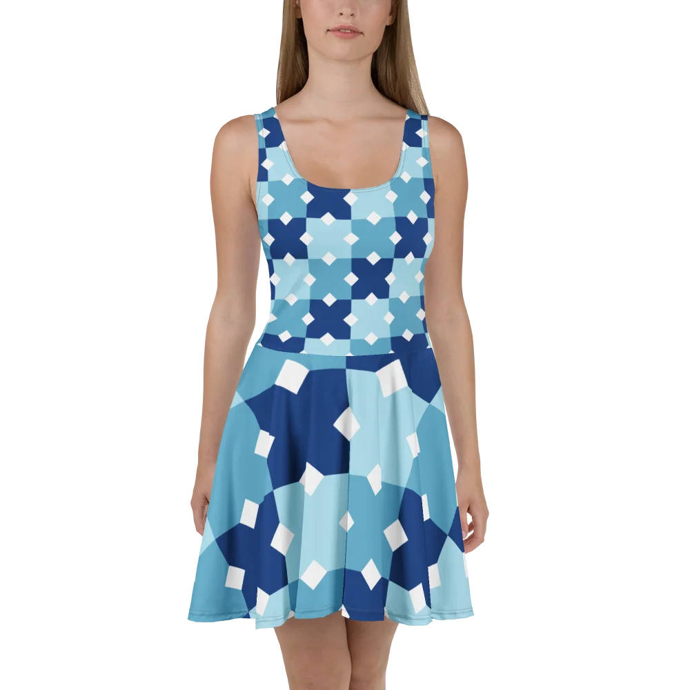 Symmetric Blue Cross Skater Dress product image (2)