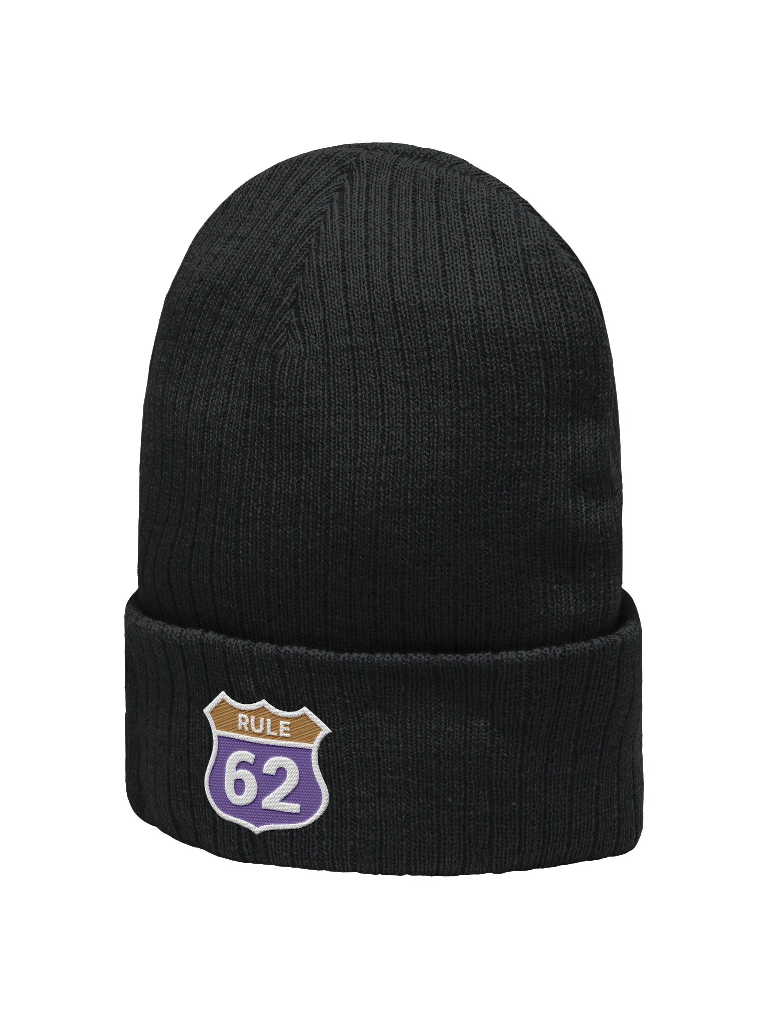 Rule 62 Sobriety & Recovery Beanie Hat | Purple & Gold Color Design product image (3)