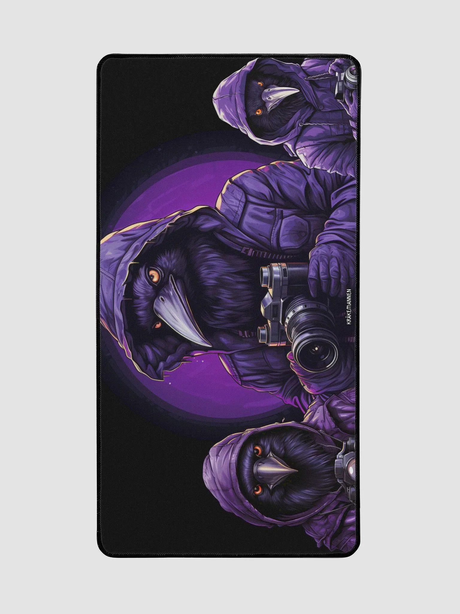 Premium XL Desk Mat 🖱Three mysterious birds in dark purple 💜 product image (2)