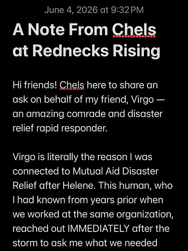A Note From Chels at Rednecks Rising

Hi friends! Chels here to share an ask on behalf of my friend, Virgo — an amazing comra...