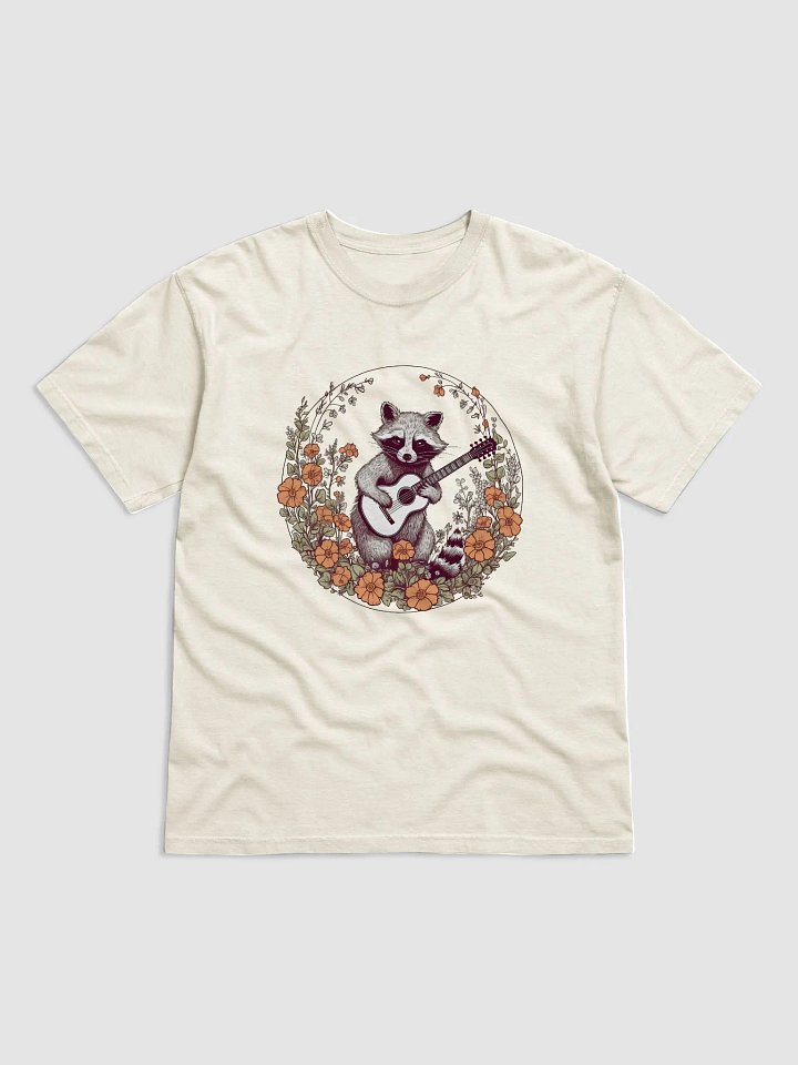 Vintage-Style Raccoon with a Guitar in a Field of Wildflowers and Daisies T-Shirt | Cottagecore & Goblincore Shirt Design product image (11)