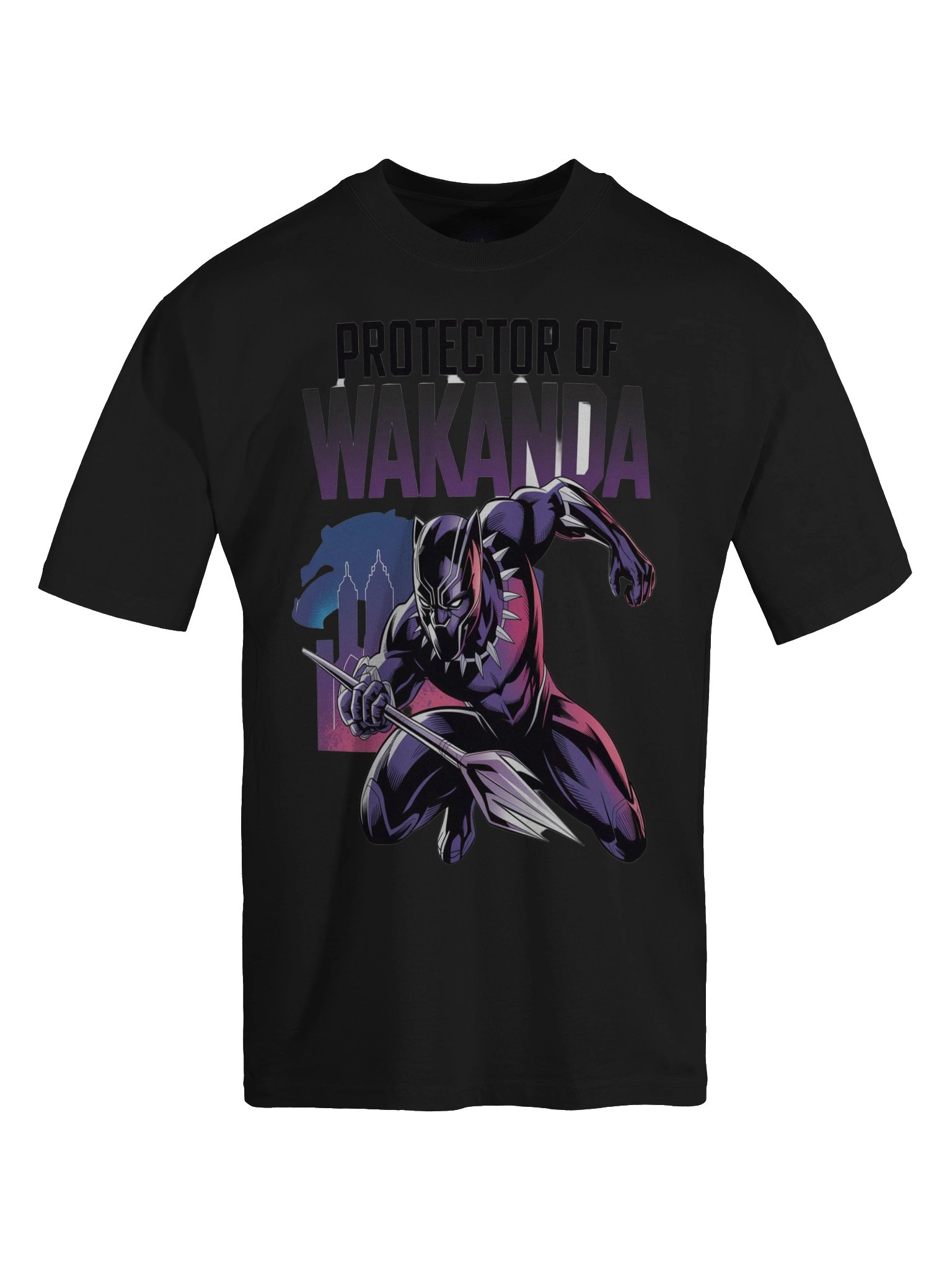 Black Panther Protector of Wakanda Oversized Faded T-Shirt – Vibranium Shadow Leap product image (1)