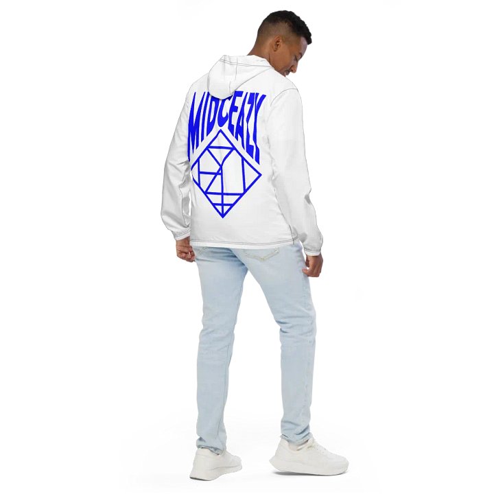 Mid Ceazy White Windbreaker (Blue Logo) product image (1)