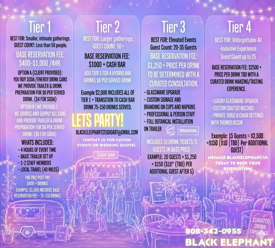 ✨ BLACK ELEPHANT NECTAR BAR PARTY PACKAGES ✨ product image (2)