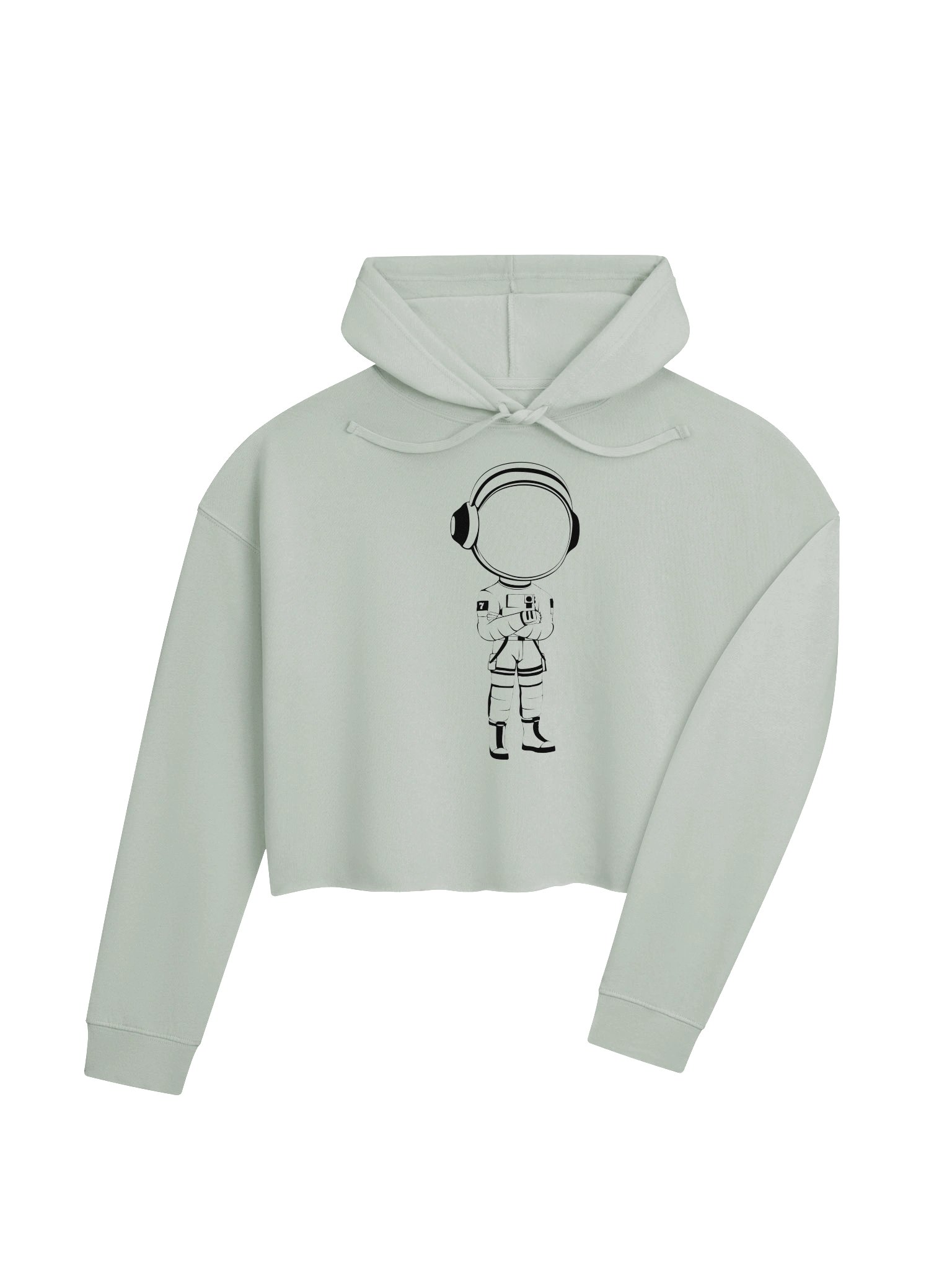 Mars Astronaut Outline Cropped Ladies Hoodie product image (4)