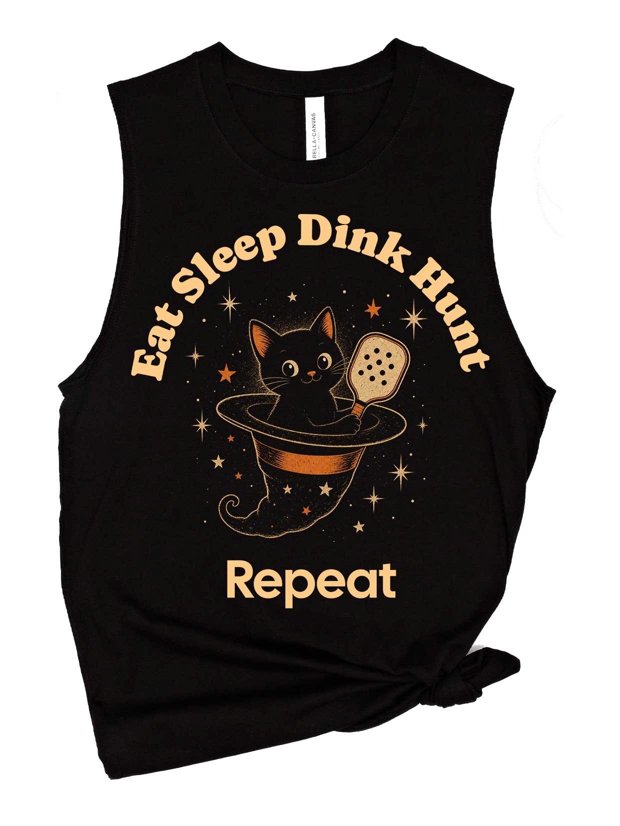 Eat Sleep Dink Hunt Repeat Halloween Pickleball Tank Top Cat Gift product image (1)