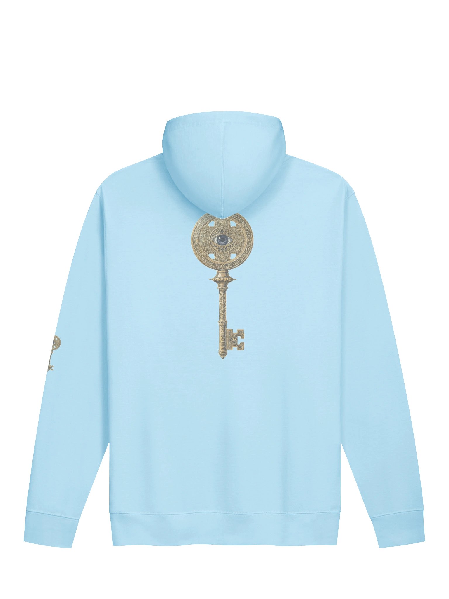 The Gatekeeper’s Key – Blue Aqua Reverse Edition (Back + Left Sleeve Print) | Unisex Midweight Hoodie product image (2)