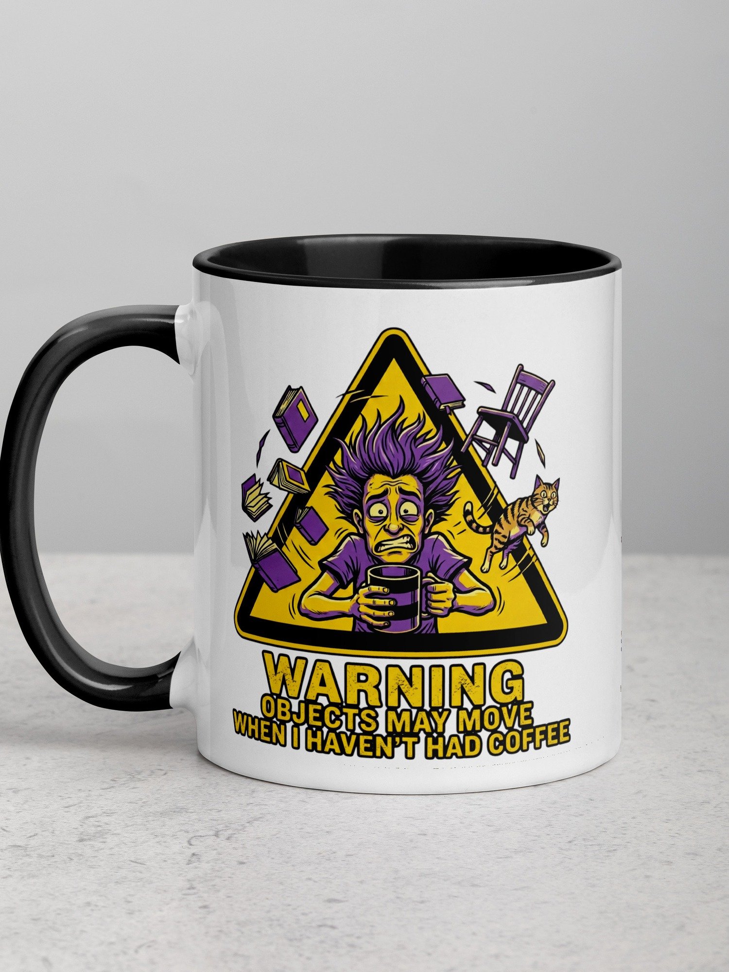 Warning Objects May Move Without Coffee Mug | Funny Hazard Sign Mug | Sarcastic Caffeine Lover Gift product image (1)