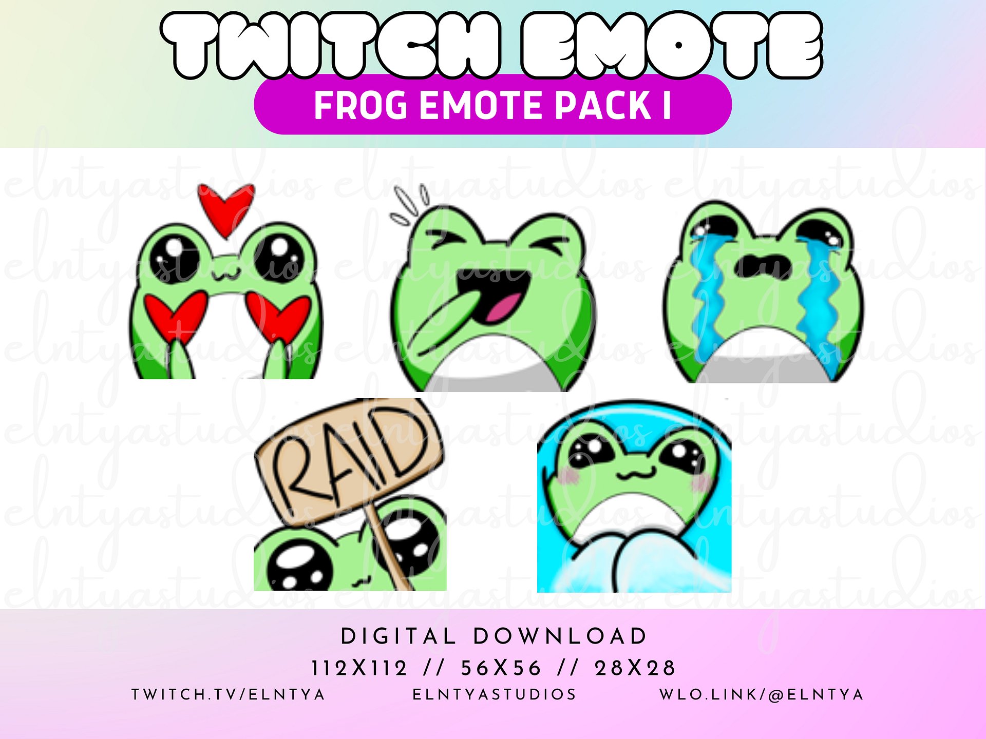Kawaii Frog Emote Pack 1 - Hearts/Love, Laughing/Lol, Tears/Crying, Raid, Cozy Froggy product image (1)