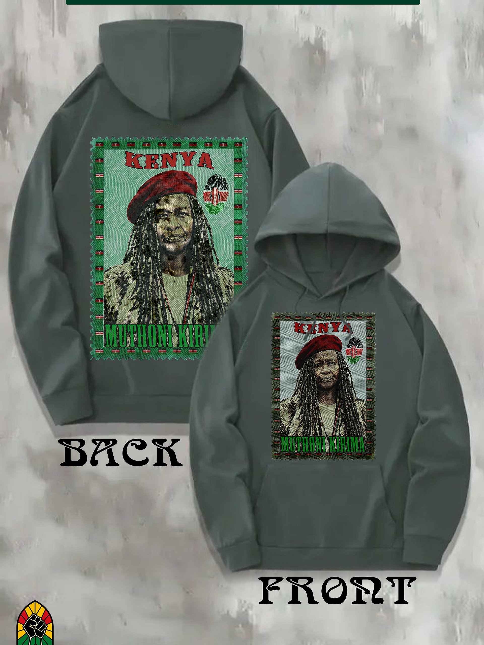 Field Marshal Muthoni Kirima Hoodie | Vintage Stamp Art Unisex Premium Hoodie product image (2)