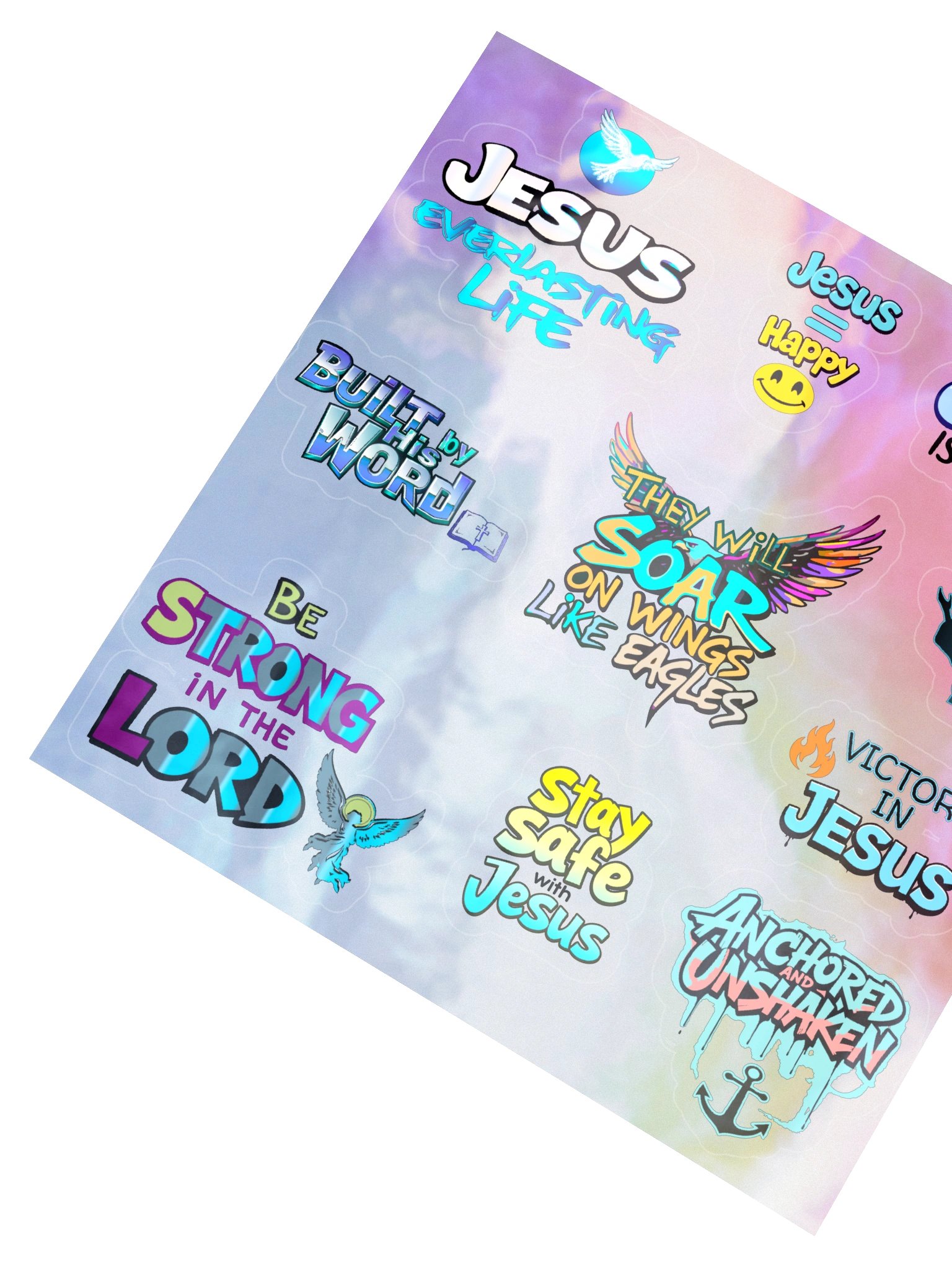 They Will Soar Bible Verse Holographic Sticker Sheet product image (2)