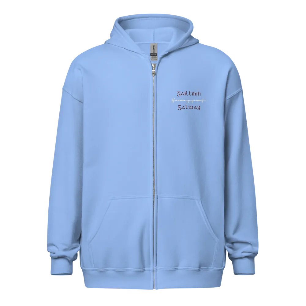 Galway/Gaillimh Scholastic style Ogham embroidered Zip Hoodie product image (1)
