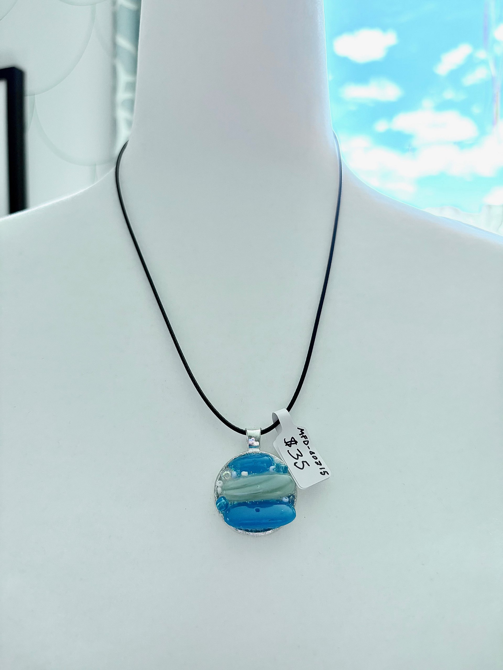 MFD-00215 | Coastal Calm Horizon Pendant Necklace | Handmade Glass Art Jewelry | Monique Faella Designs™ product image (5)