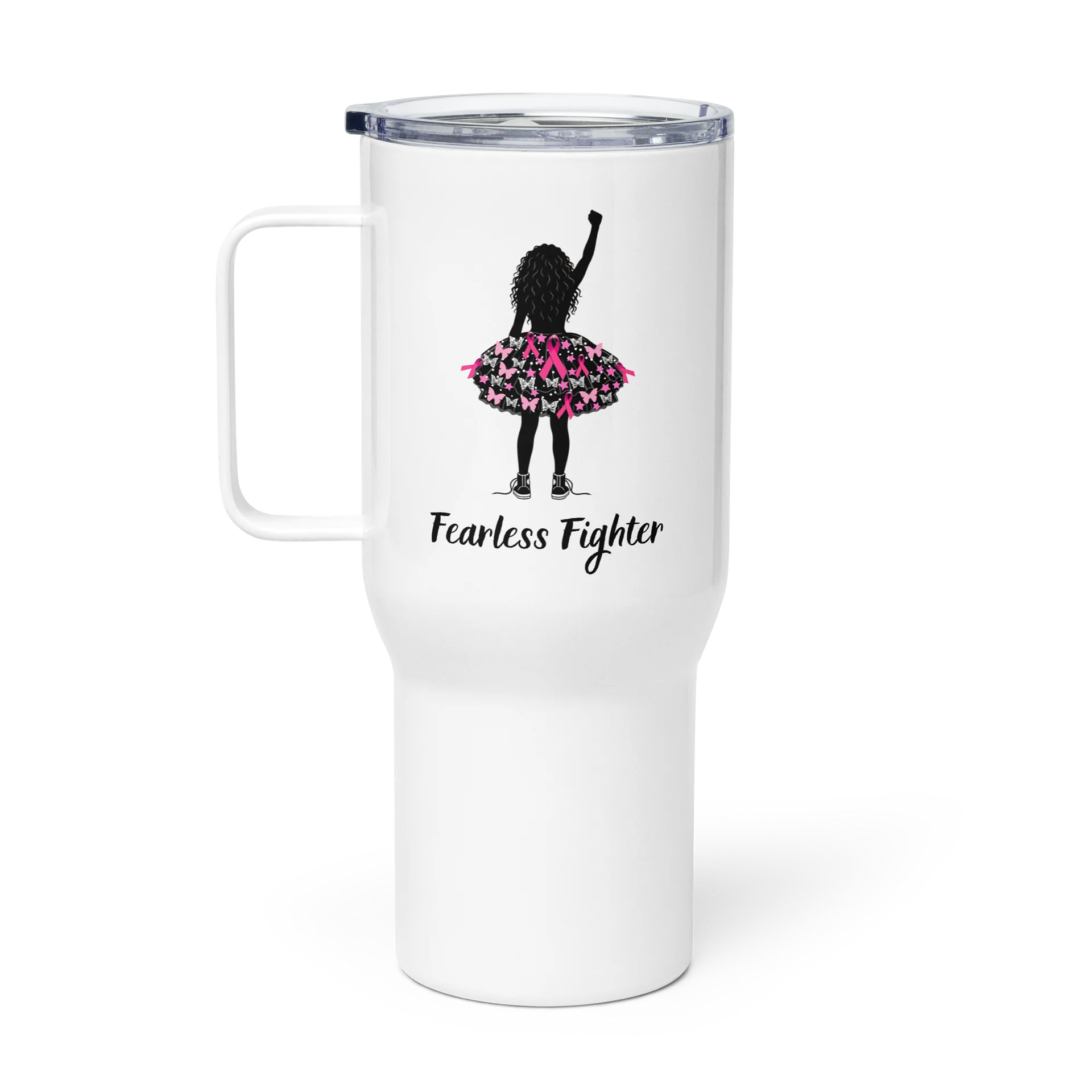 Breast Cancer - Fearless Fighter Travel Mug with Handle product image (1)