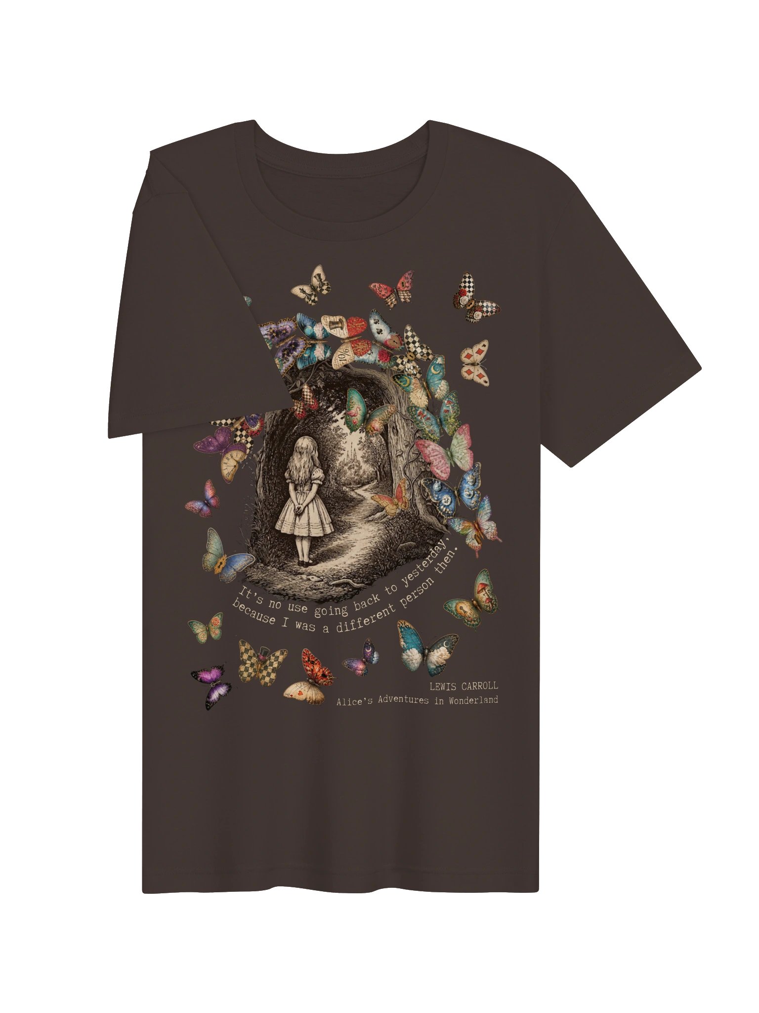 Alice Wonderland Shirt, Lewis Carroll Quote, Surreal Storybook Butterfly Graphic Tee product image (4)