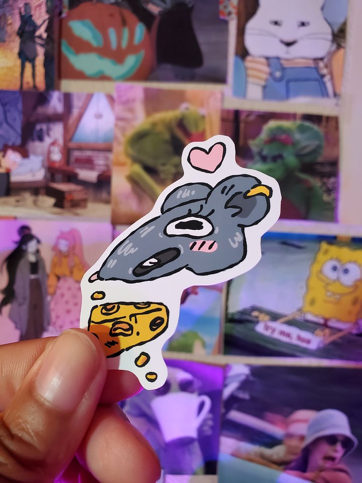 Cheddar, a Cheesy-Cave-Dwelling-Rat - Sticker product image (2)