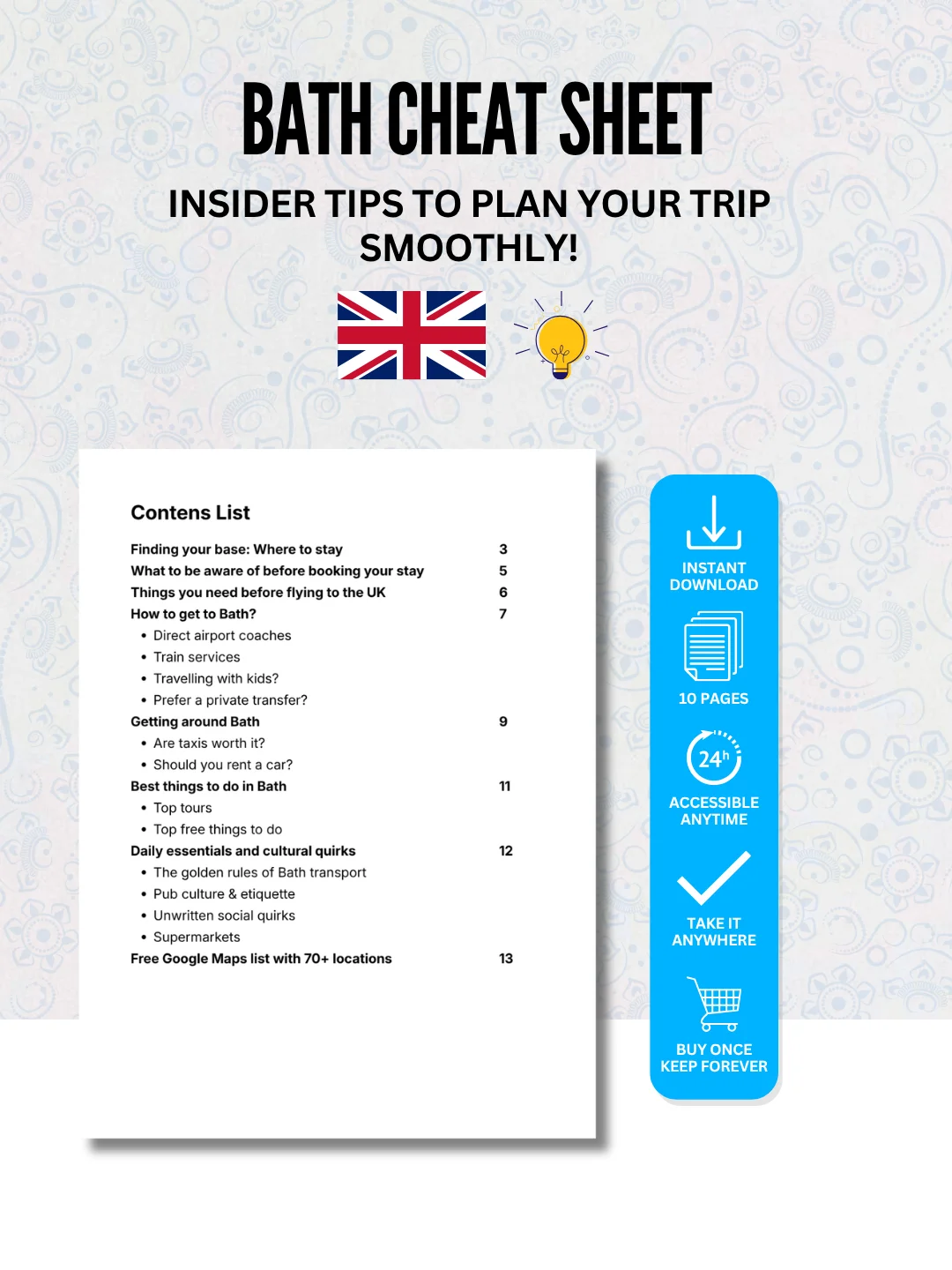 Bath Cheat Sheet + Free Google Maps List (70+ LOCATIONS) product image (2)