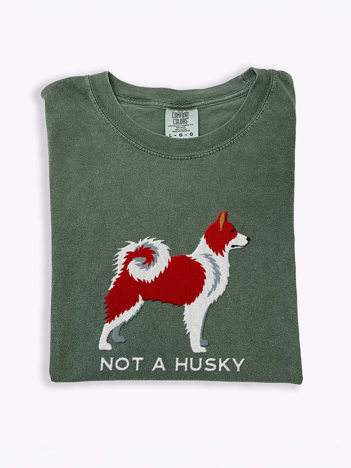Not a Husky T-Shirt(Embroidered) of a Yakutian Laika(Red & White) product image (2)