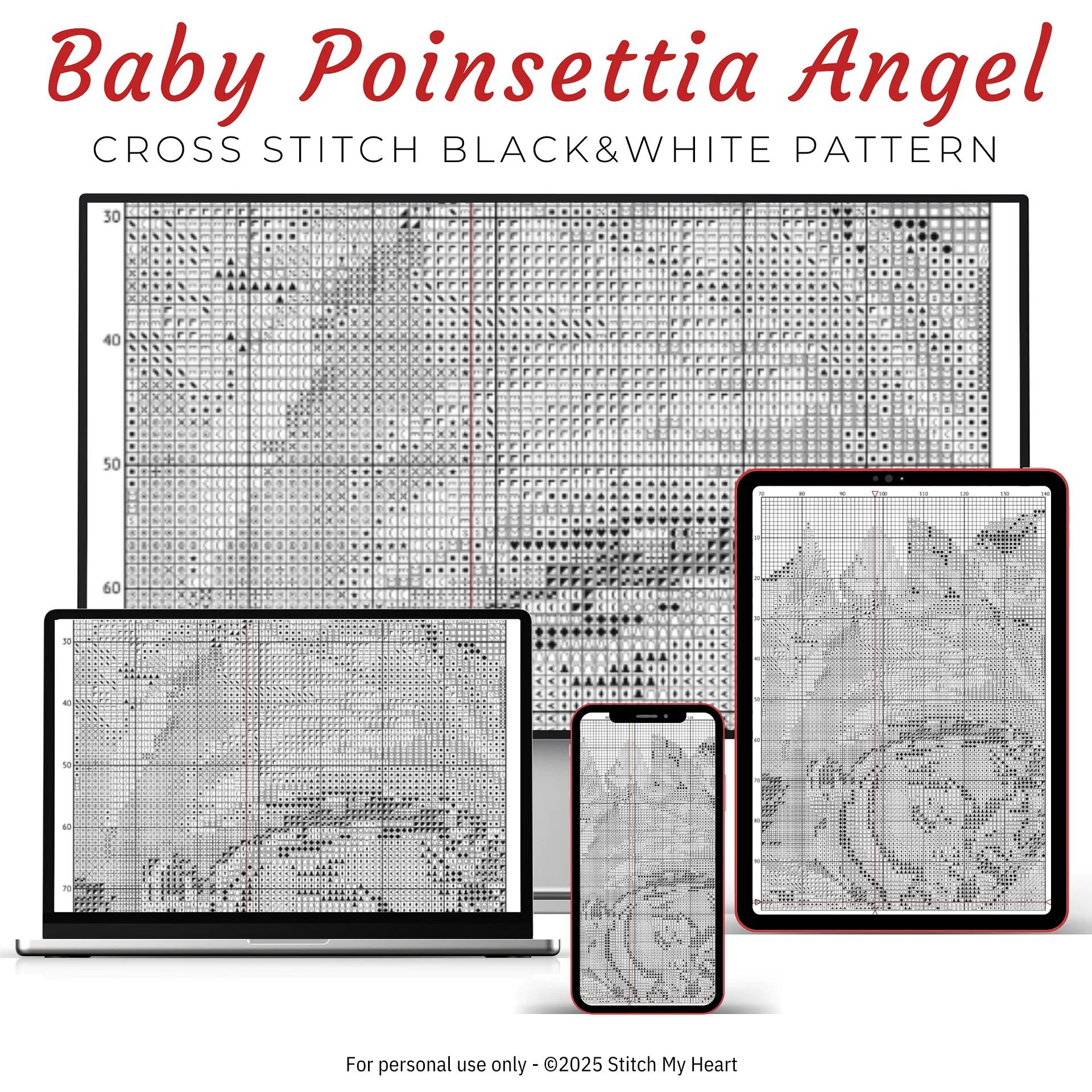 Baby Poinsettia Angel Cross Stitch Pattern product image (4)