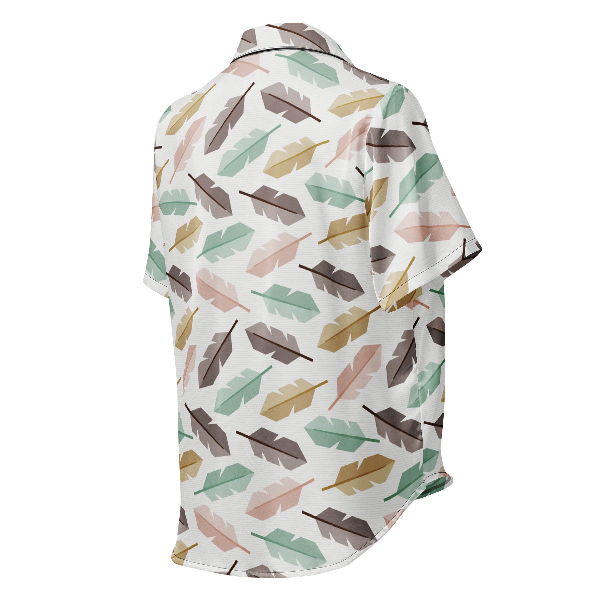 Mid-Century Modern Feathers Ladies Short Sleeved Pajama Top product image (2)