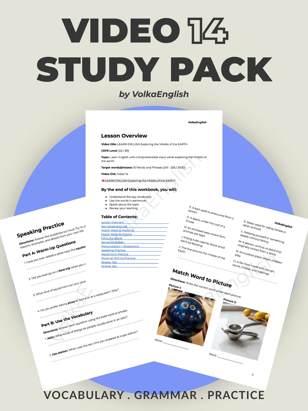 LEARN ENGLISH Exploring the Middle of the EARTH - Video 14 Study Pack product image (1)