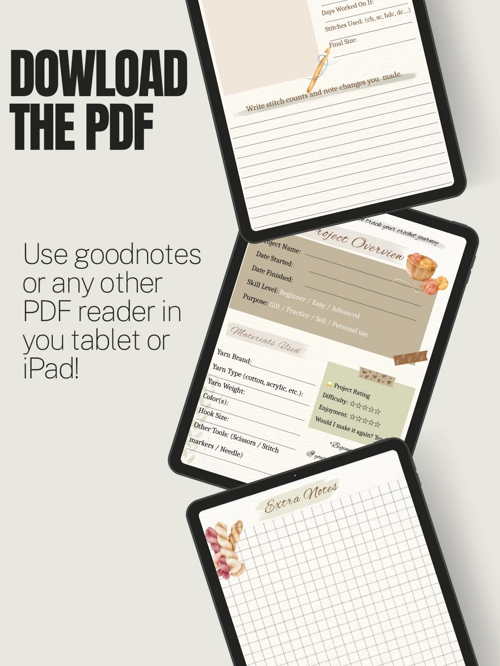 Digital Beginner Crochet Journal Log(Printable PDF) * - No Phisical Product product image (2)