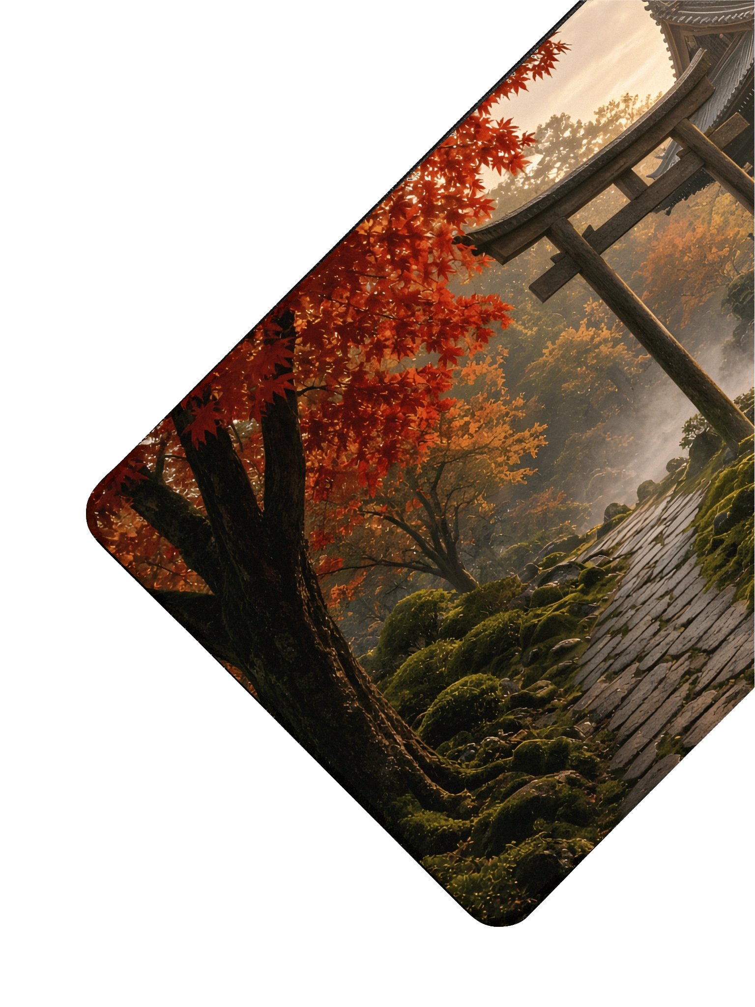 Japanese Torii Gate Autumn Garden Desk Mat 15.5" x 31.5" | Aesthetic Asian Landscape Extended Mouse Pad product image (3)