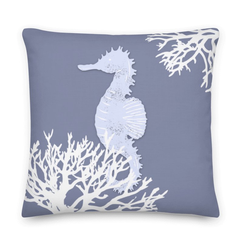 BLUE SEAHORSE PILLOW - LINEN TOUCH - Seepferdchen Kissen in Blau product image (5)