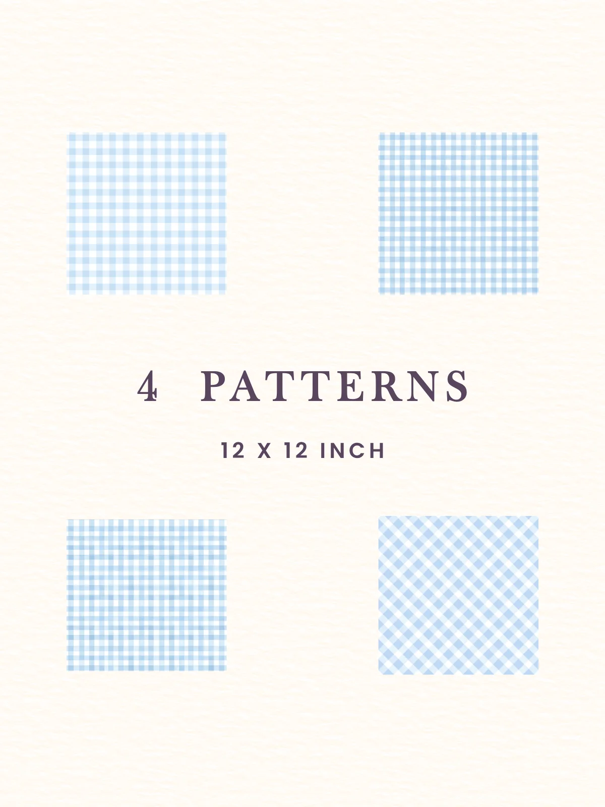 Watercolor Gingham Digital Paper Pack Pastel Blue & White Seamless Pattern Set Commercial Use product image (3)