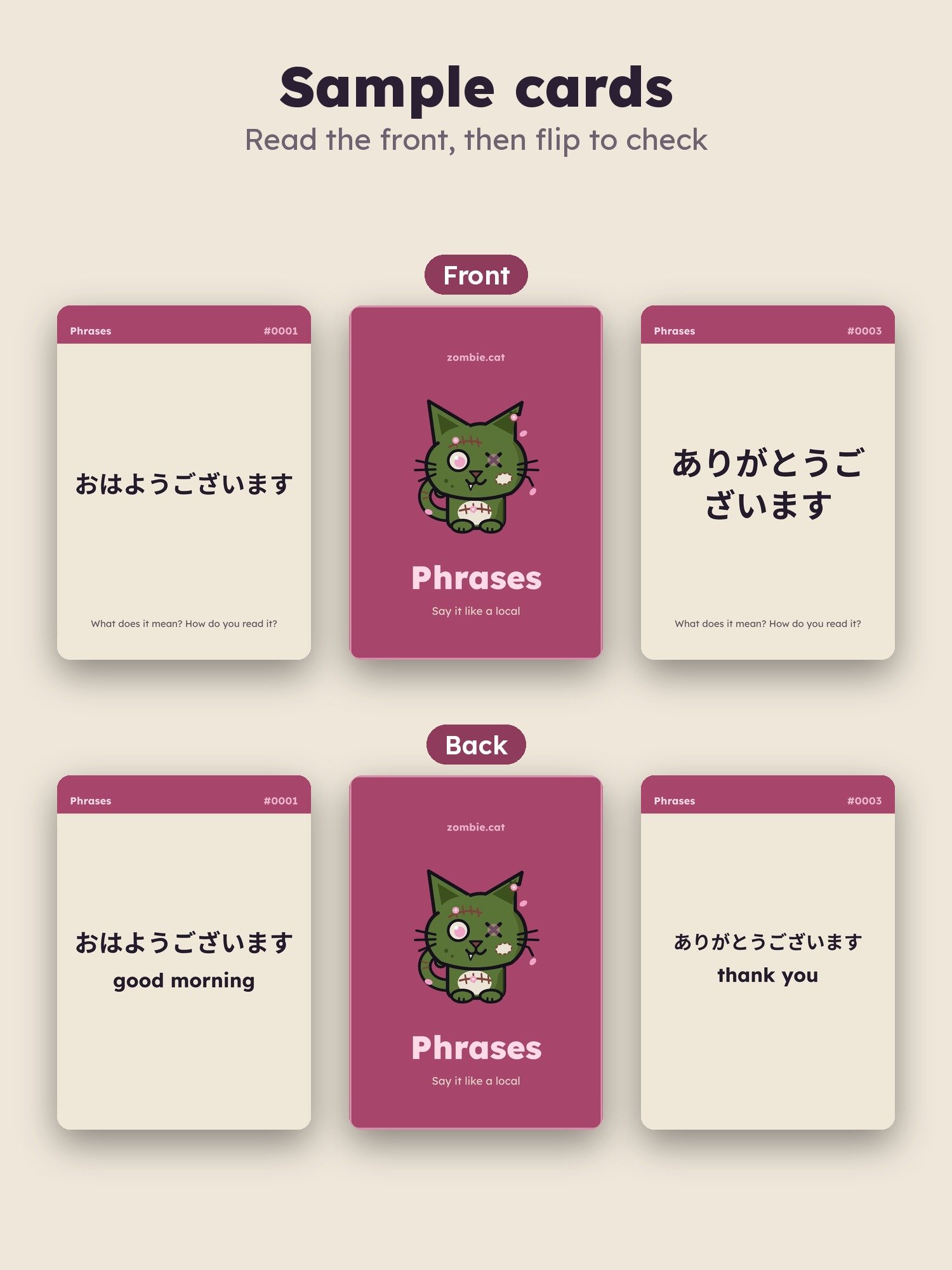 Japanese Flash Cards: Everyday Phrases Deck, 275 Phrases (zombie.cat) product image (3)