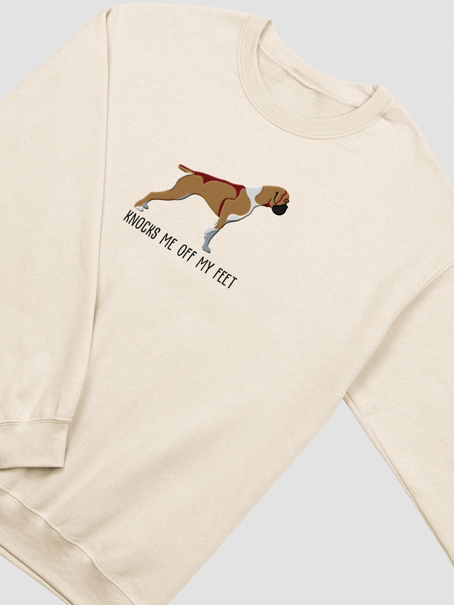 Knocks Me Off My Feet Sweatshirt (Embroidered) of a Boxer product image (6)