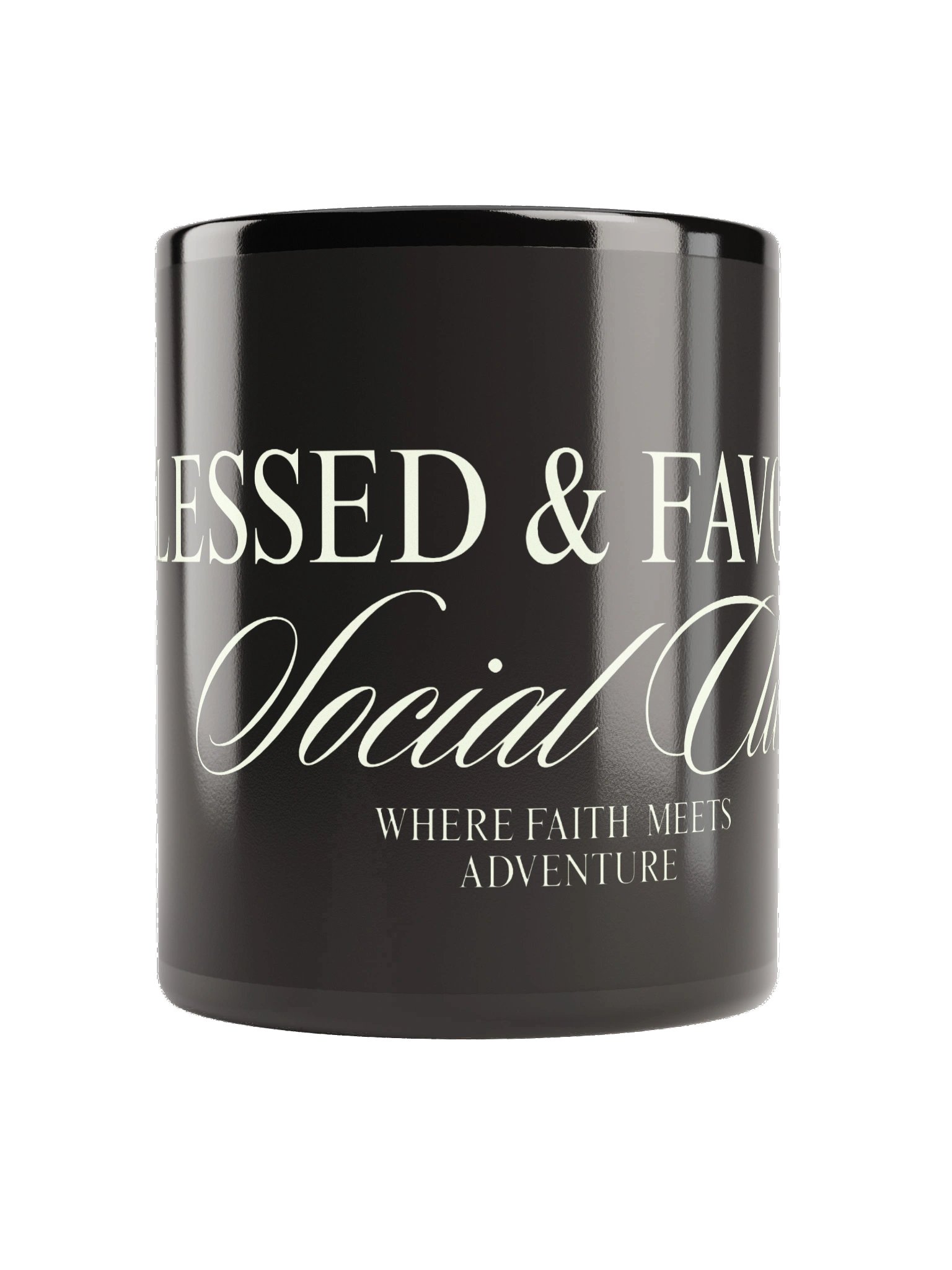 Blessed & Favored Social Club Coffee Mug | Inspirational Christian Ceramic Mug product image (4)
