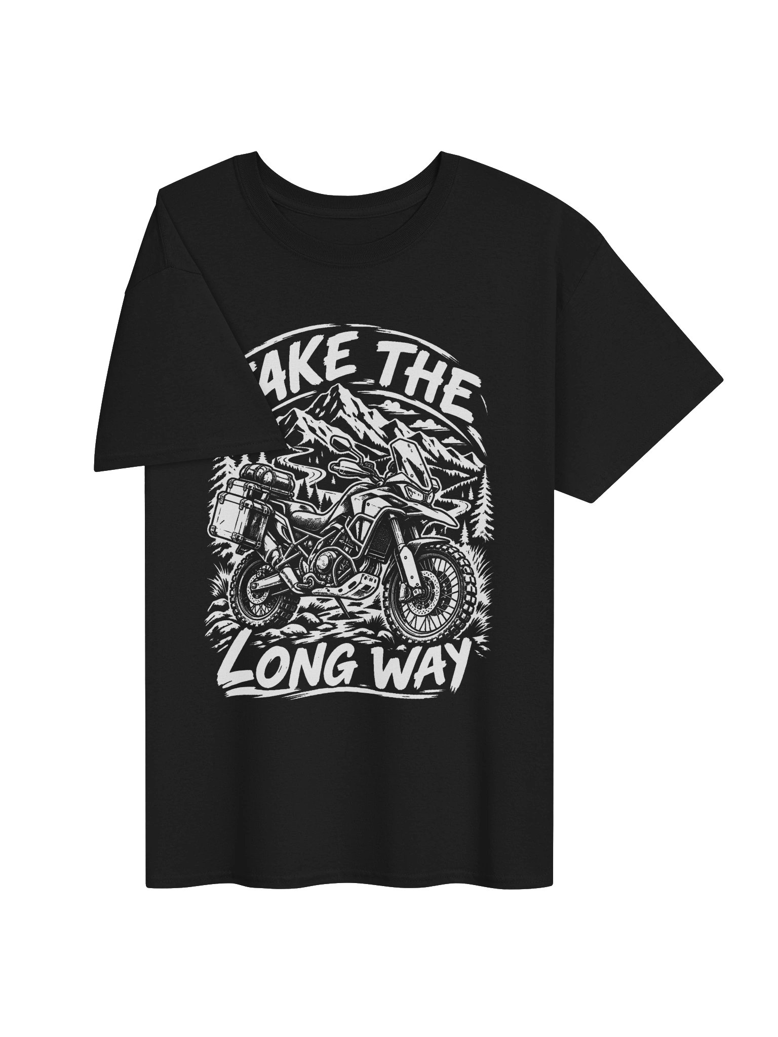 Take the Long Way Vintage Adventure Motorcycle T-Shirt product image (3)