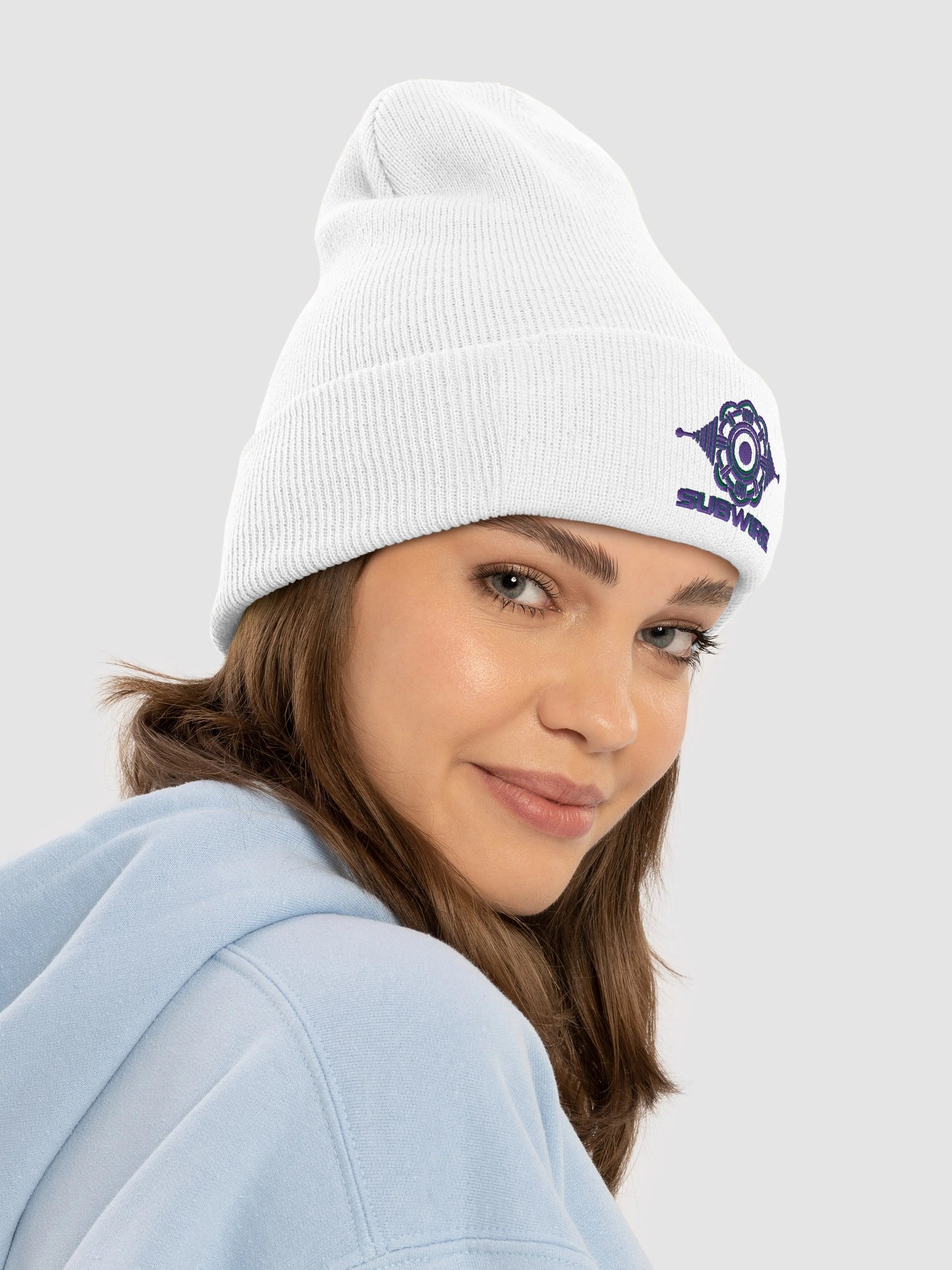 SUBWIRE Purple Logo Beanie - White product image (5)
