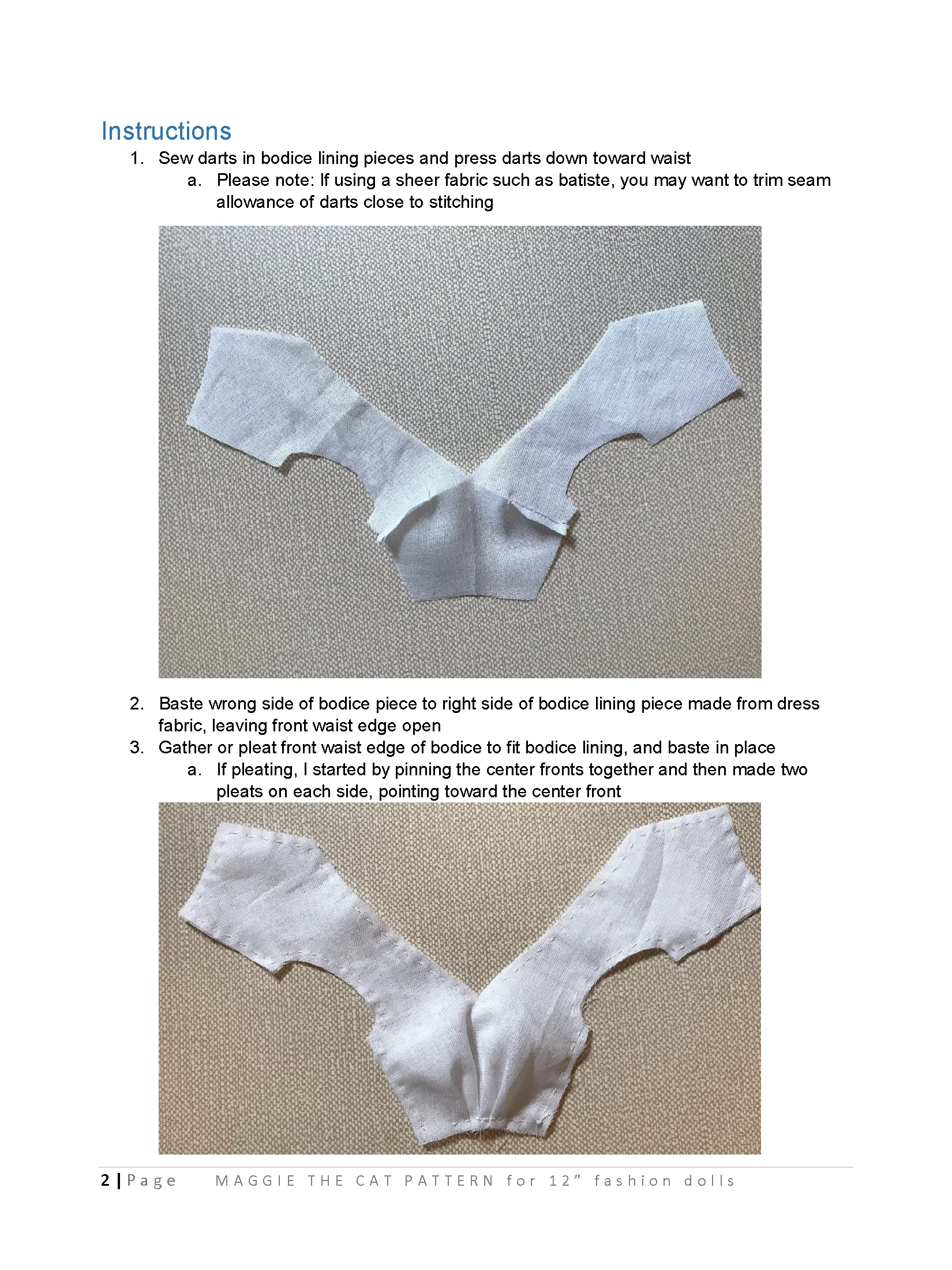 Maggie the Cat sewing pattern for 12" fashion dolls product image (3)