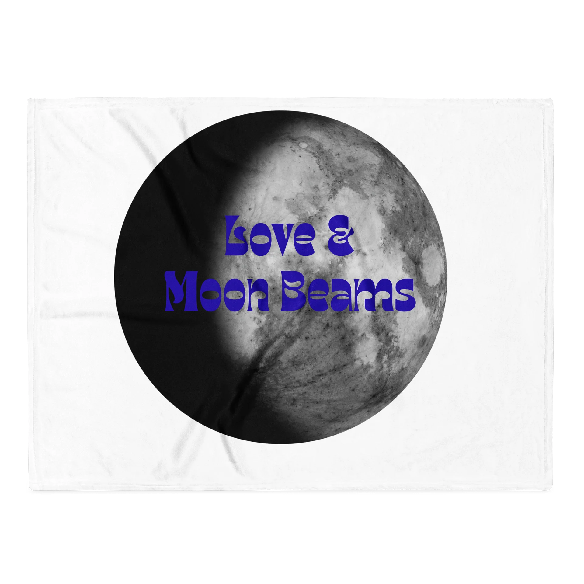 Shadowed Full Moon Blanket – "Love and Moon Beams" Blue Lettering | Mystic Moon Marketplace product image (2)