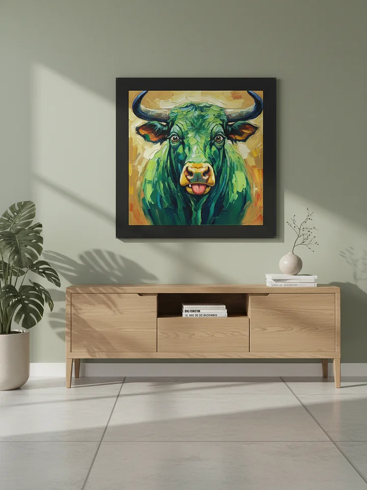 Colorful Green Bull Wall Art, Abstract Farmhouse Print product image (1)