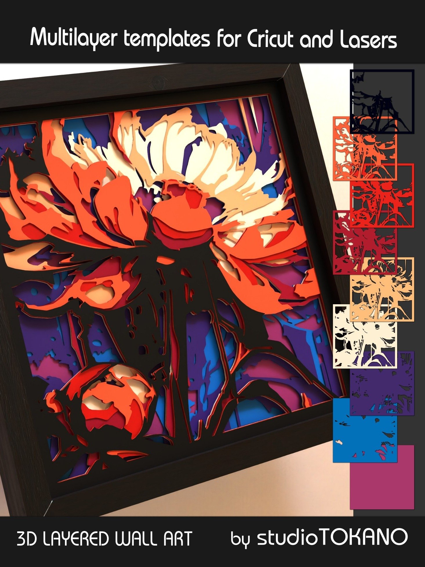 Asian Floral Shadow box SVG product image (7)