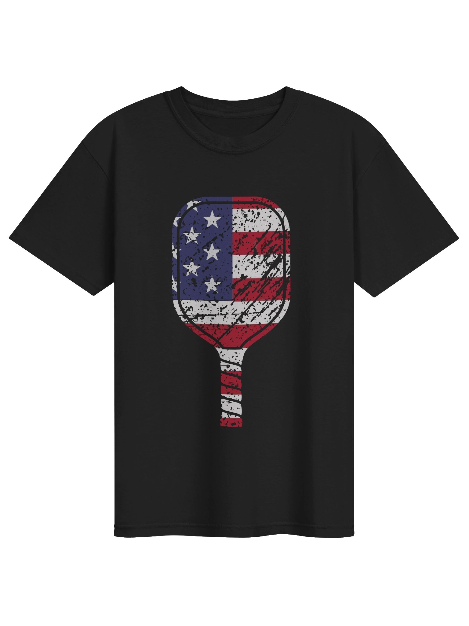 Distressed American Flag Pickleball Paddle Tee product image (1)
