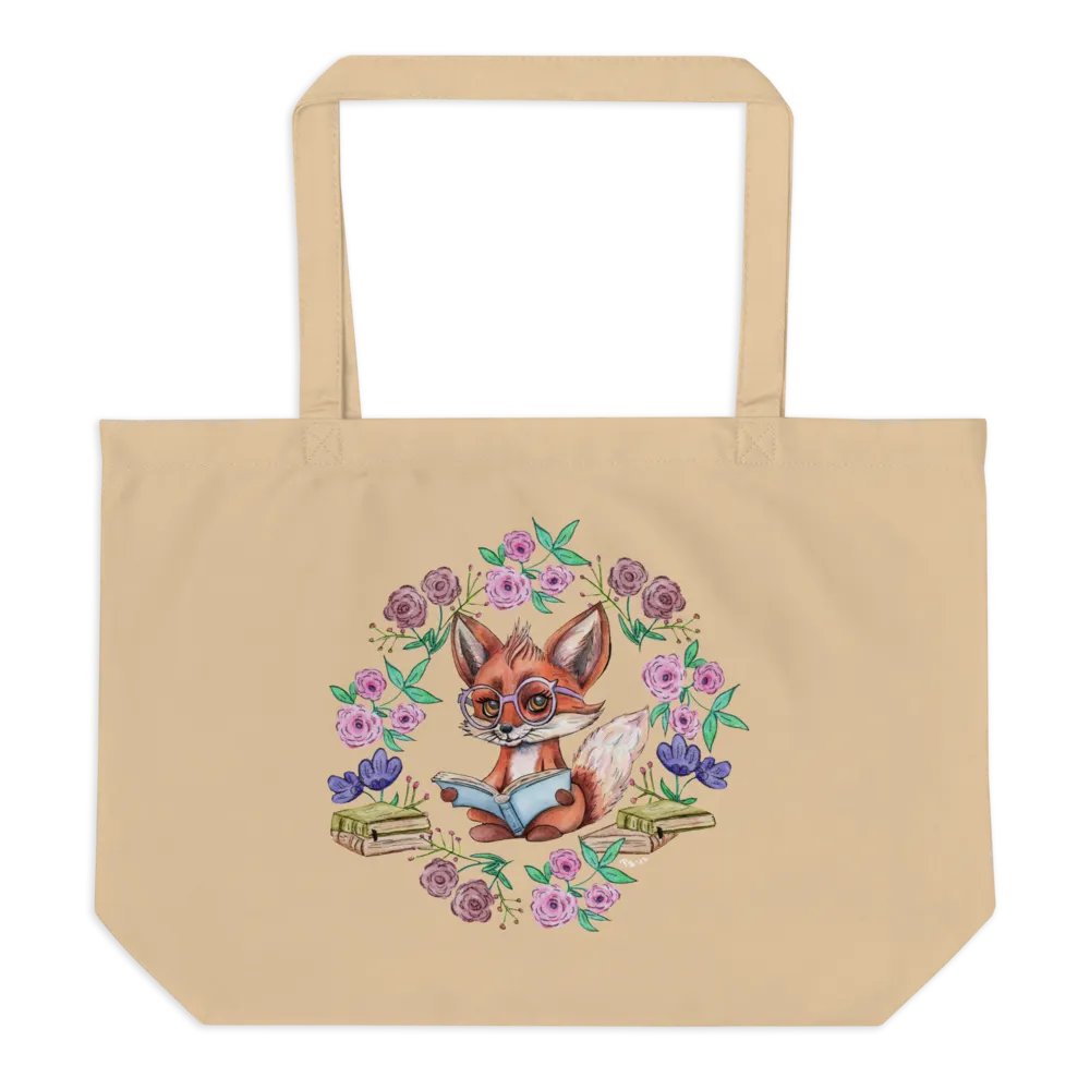 Book Smart Fox Tote, Tan product image (1)