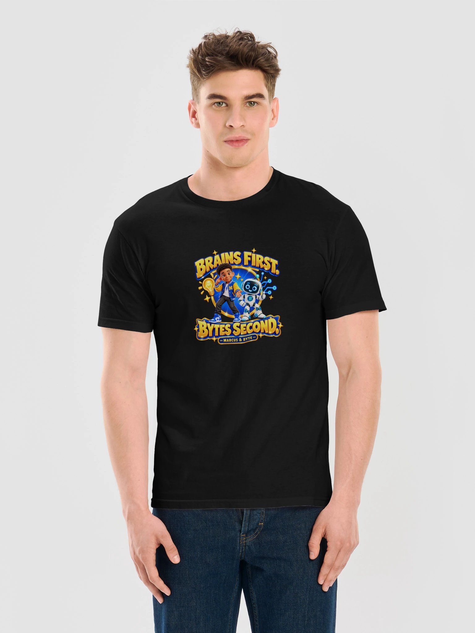 Brains First. Bytes Second. Adult Unisex T-Shirt | Marcus & Byte product image (39)