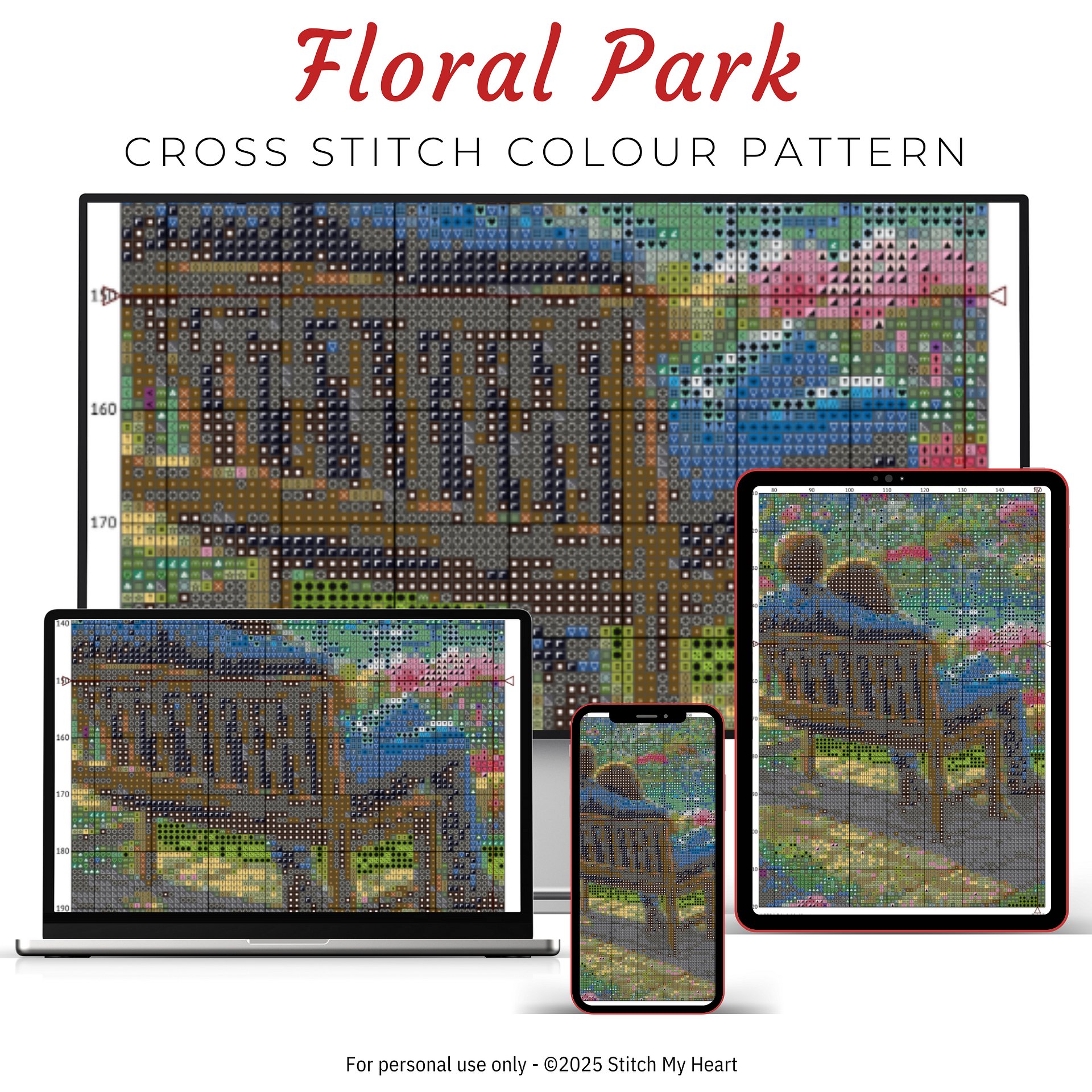 Floral Park Cross Stitch Pattern product image (3)