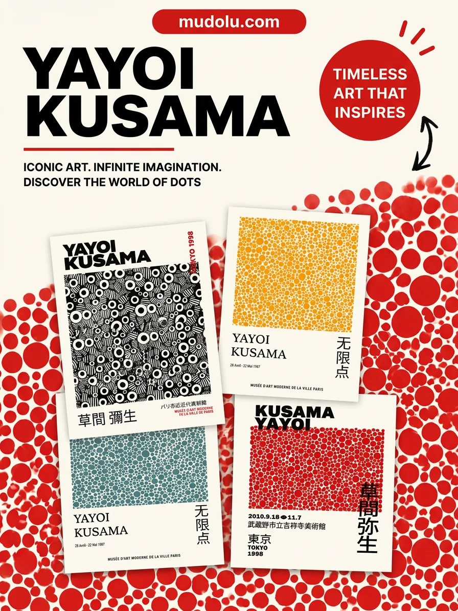 Yayoi Kusama Inspired Printable Wall Art Bundle, Japanese Abstract Poster Set, Polka Dot Gallery Wall product image (2)