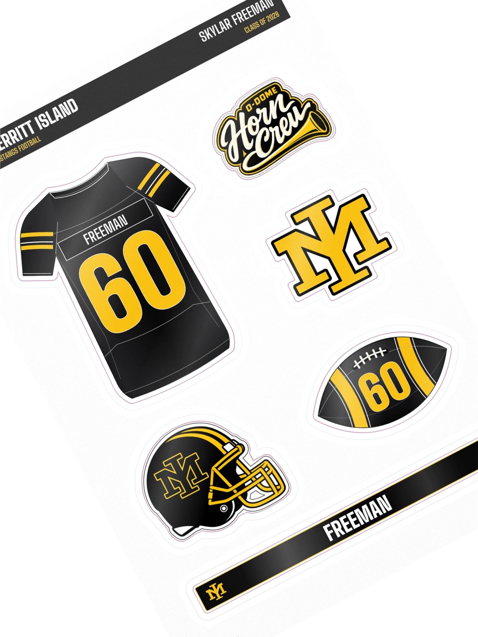 Skylar Freeman #60 — Mustangs Sticker Sheet product image (1)