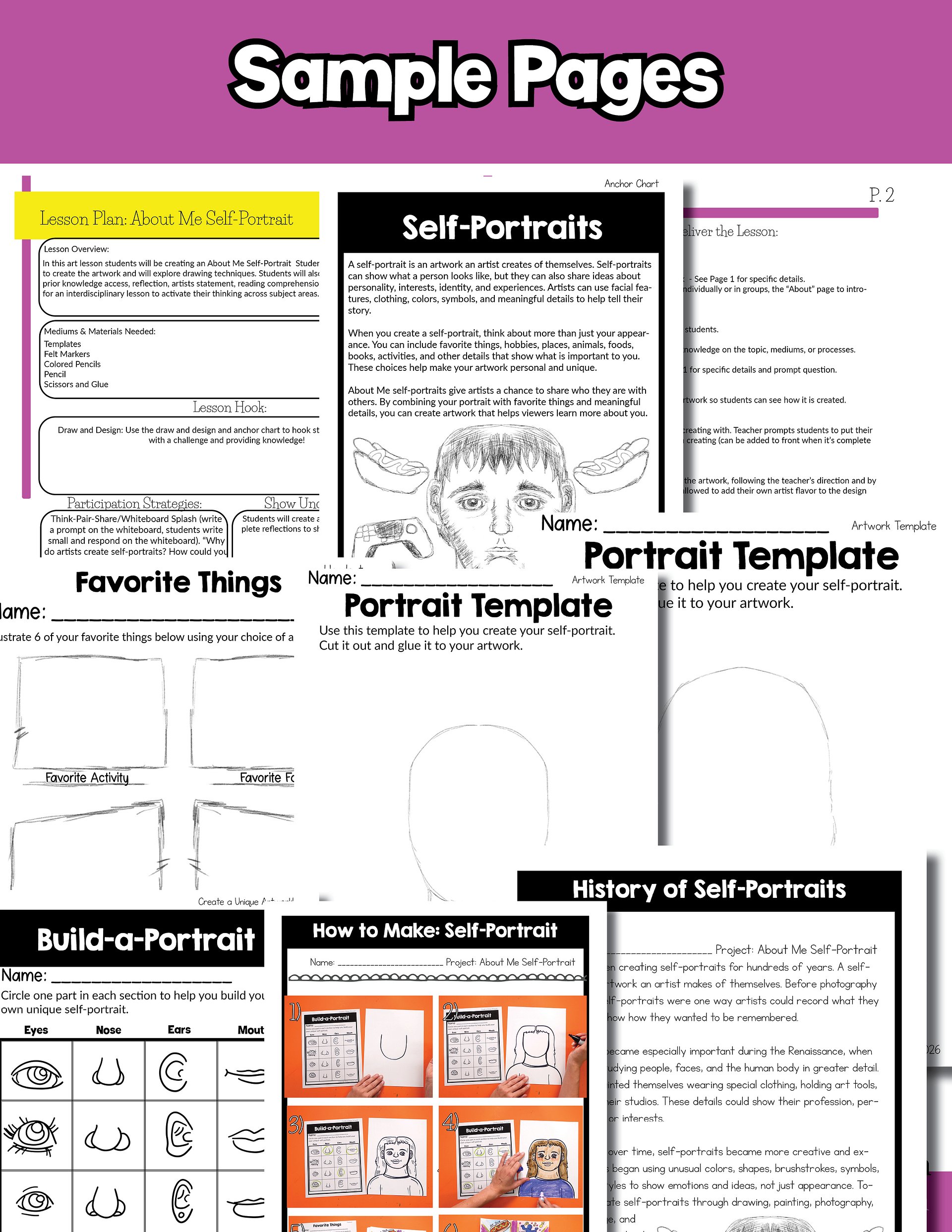 4th Grade About Me Grade 4 Self Portrait Art Project Art Lesson Back to School product image (8)