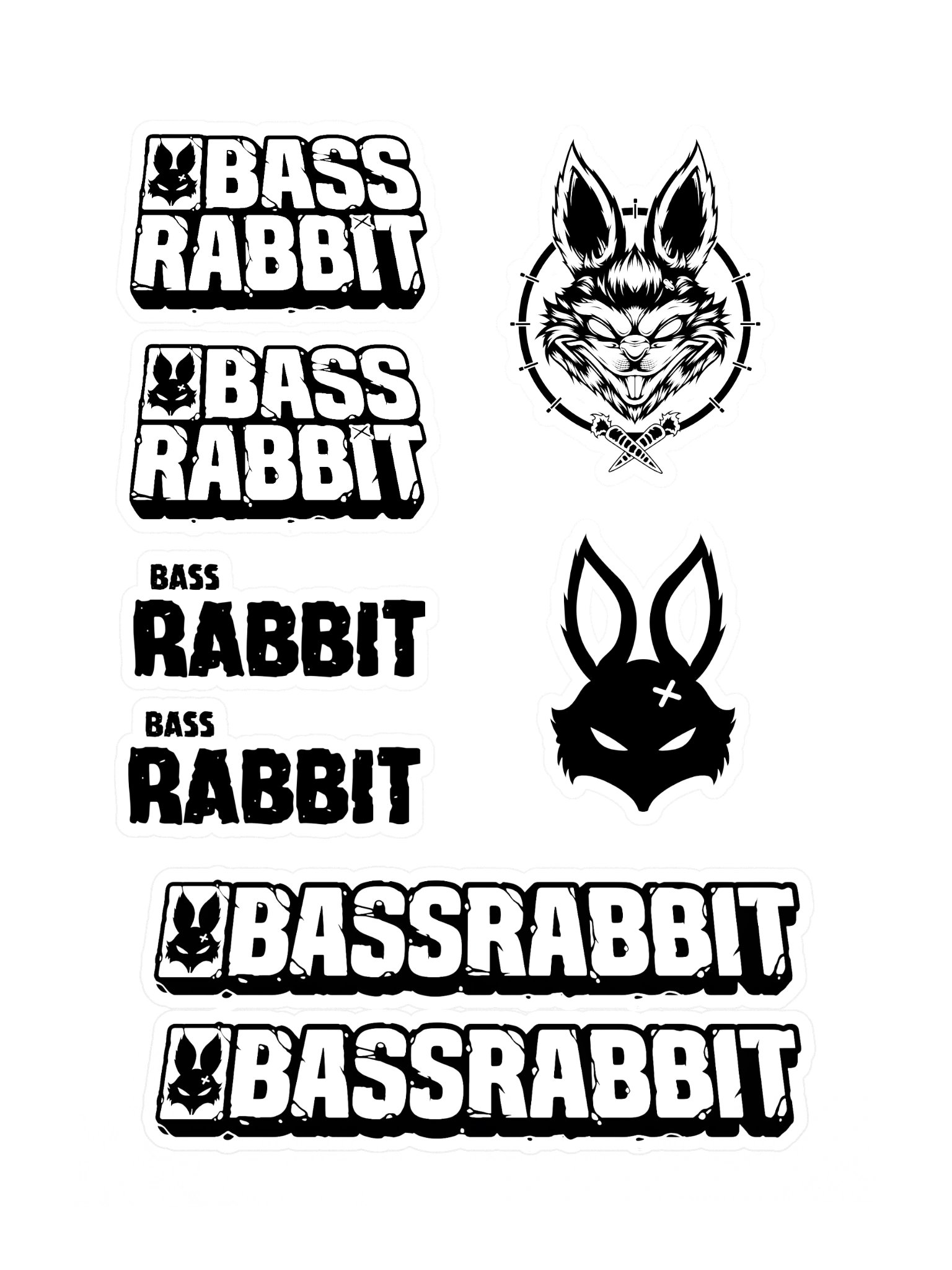 Bass Rabbit Sticker Sheet Black product image (3)