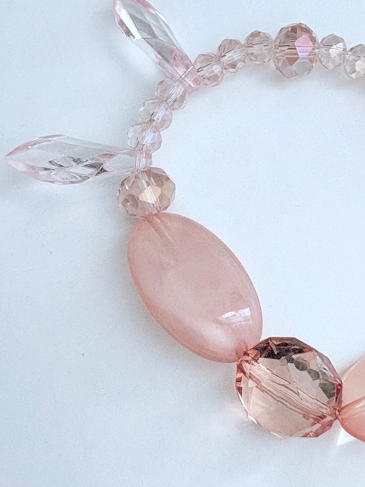 MFD-00054 | Blush Serenity | Faceted & Iridescent Beaded Bracelet | Handmade 8" Stretch Bracelet | Coastal Charm Jewelry by Monique Faella Designs™ product image (2)